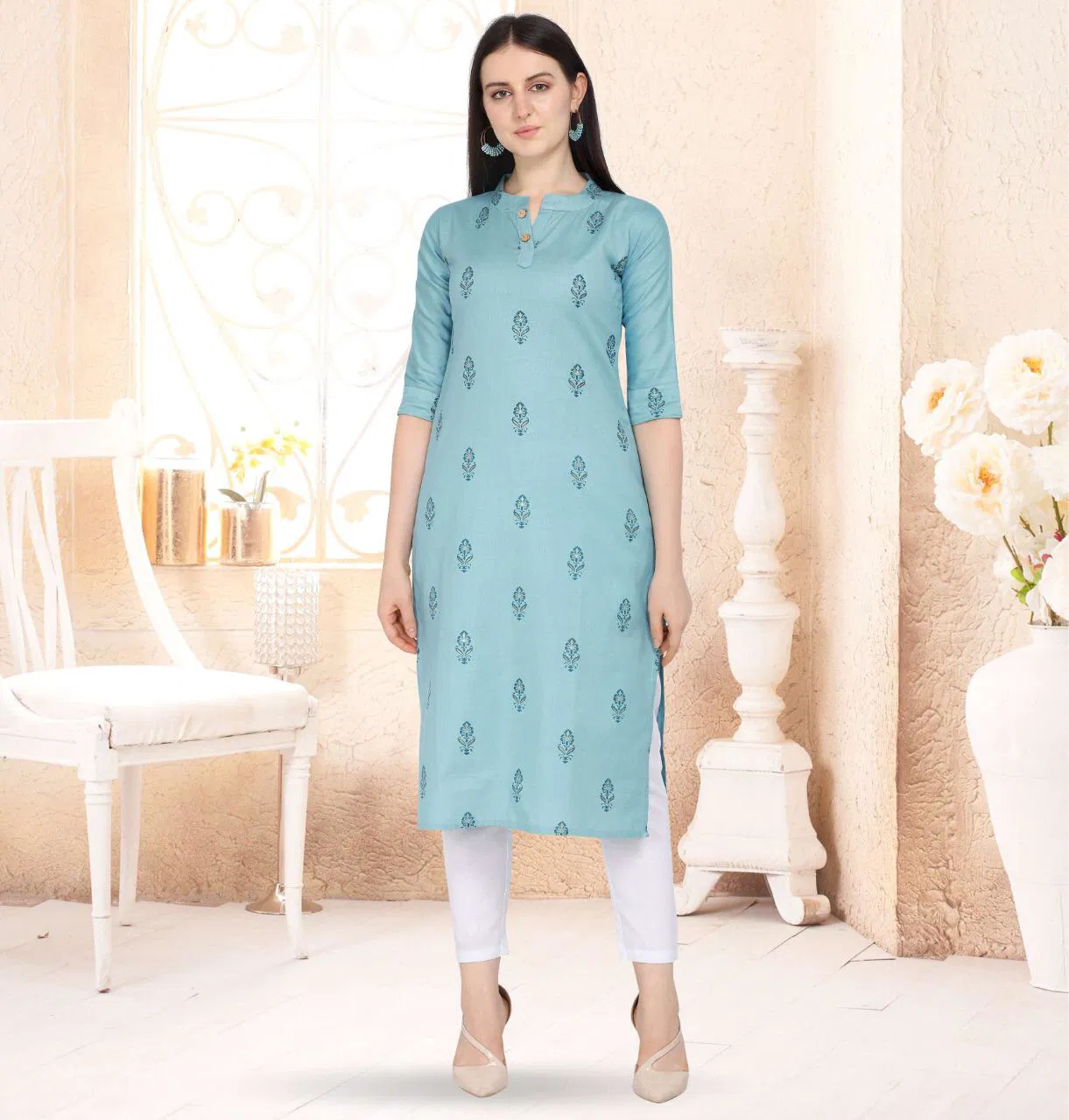 Joya Designer Cotton Kurtis with Floral Print work collection